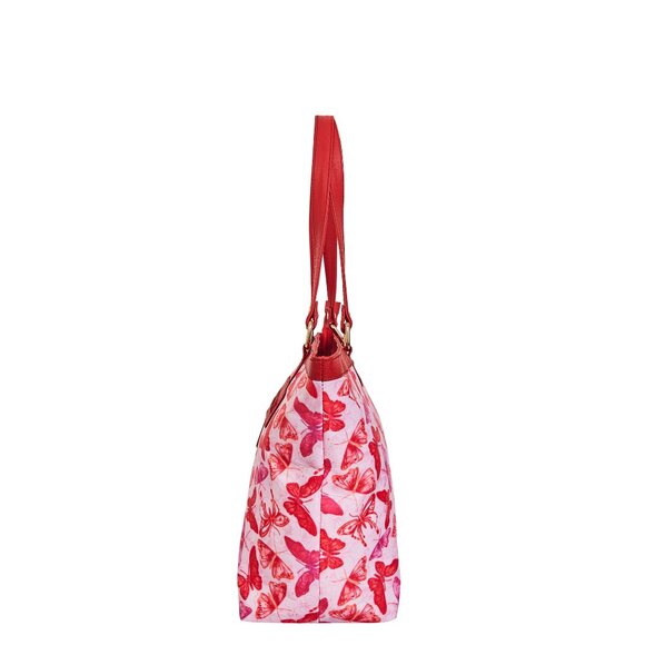 Hand Crafted Fabric Butterfly Print Women Shoulder Tote Bag, Top Handle Bag - Picture 6 of 8